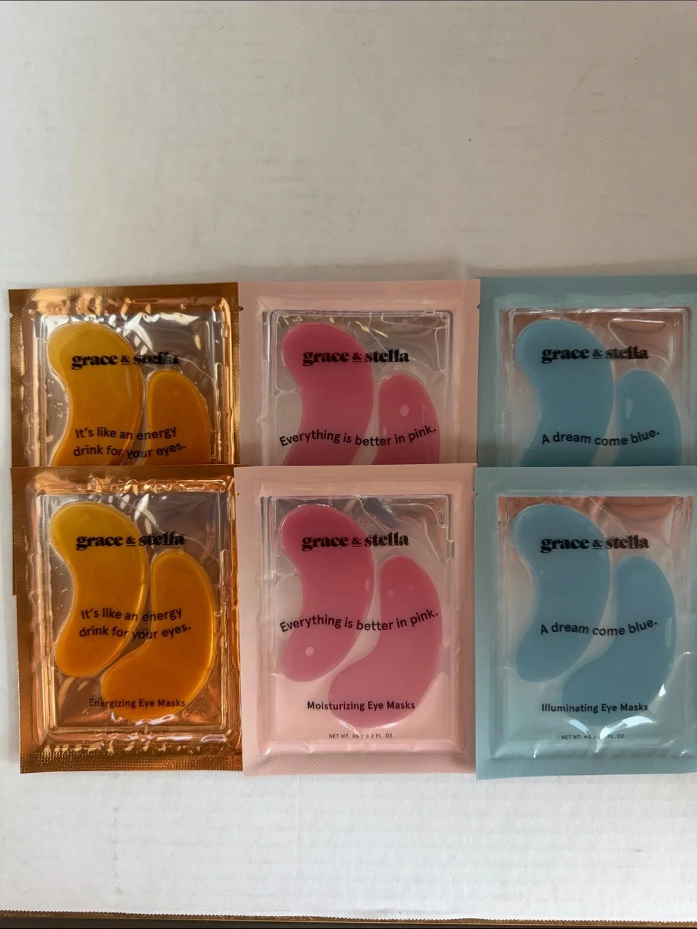 grace & stella Eye Masks Trio – Blue, Pink, Gold